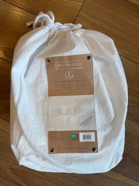 Bed Theory Co. White Gauze Sheet in Reusable Drawstring Bag- QUEEN - FLAT SHEET